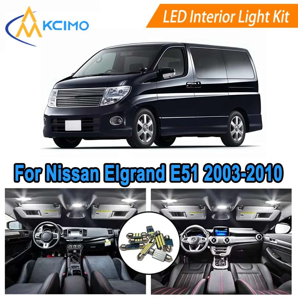 

LED Interior Light Bulbs For Nissan Elgrand E51 2003-2010 Bright 6000K White/Blue Dome, Map, Door Courtesy Lights