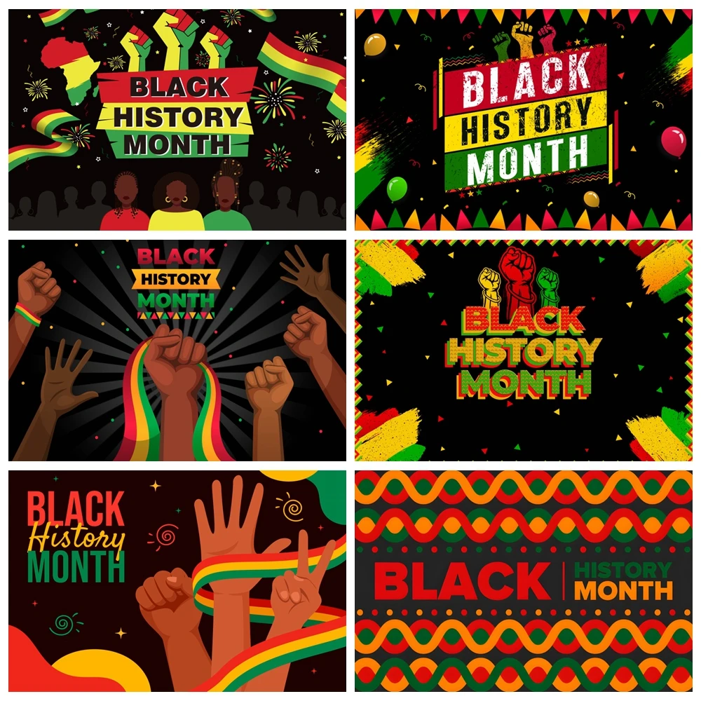 

Black History Month Photography Backdrop Fist Hands African American Festival Holiday Party Event Background Decor Banner Poster