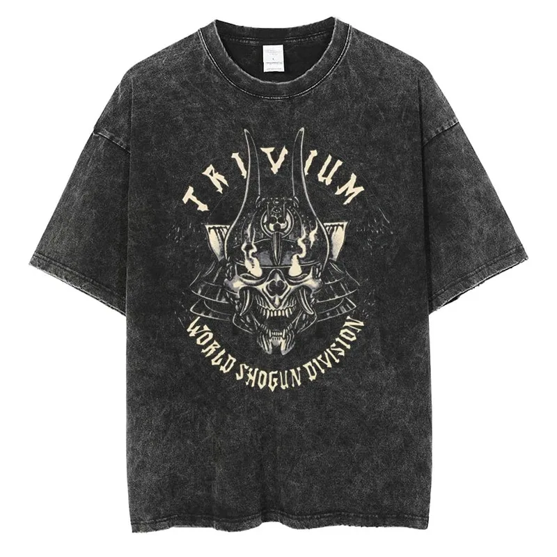 Camiseta del álbum Rock Trivium Shogun, camisetas de manga corta negras Vintage de algodón de calidad, ropa informal estilo Hip Hop a la moda para hombres y mujeres