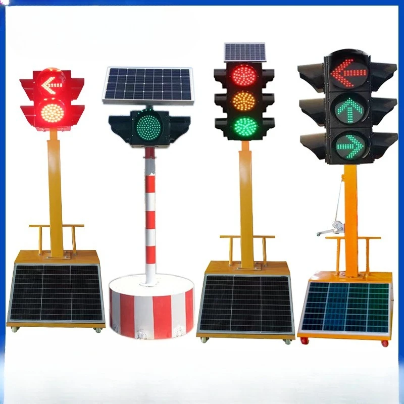 Traffic red and green signal lights movable lifting led warning lights on all sides