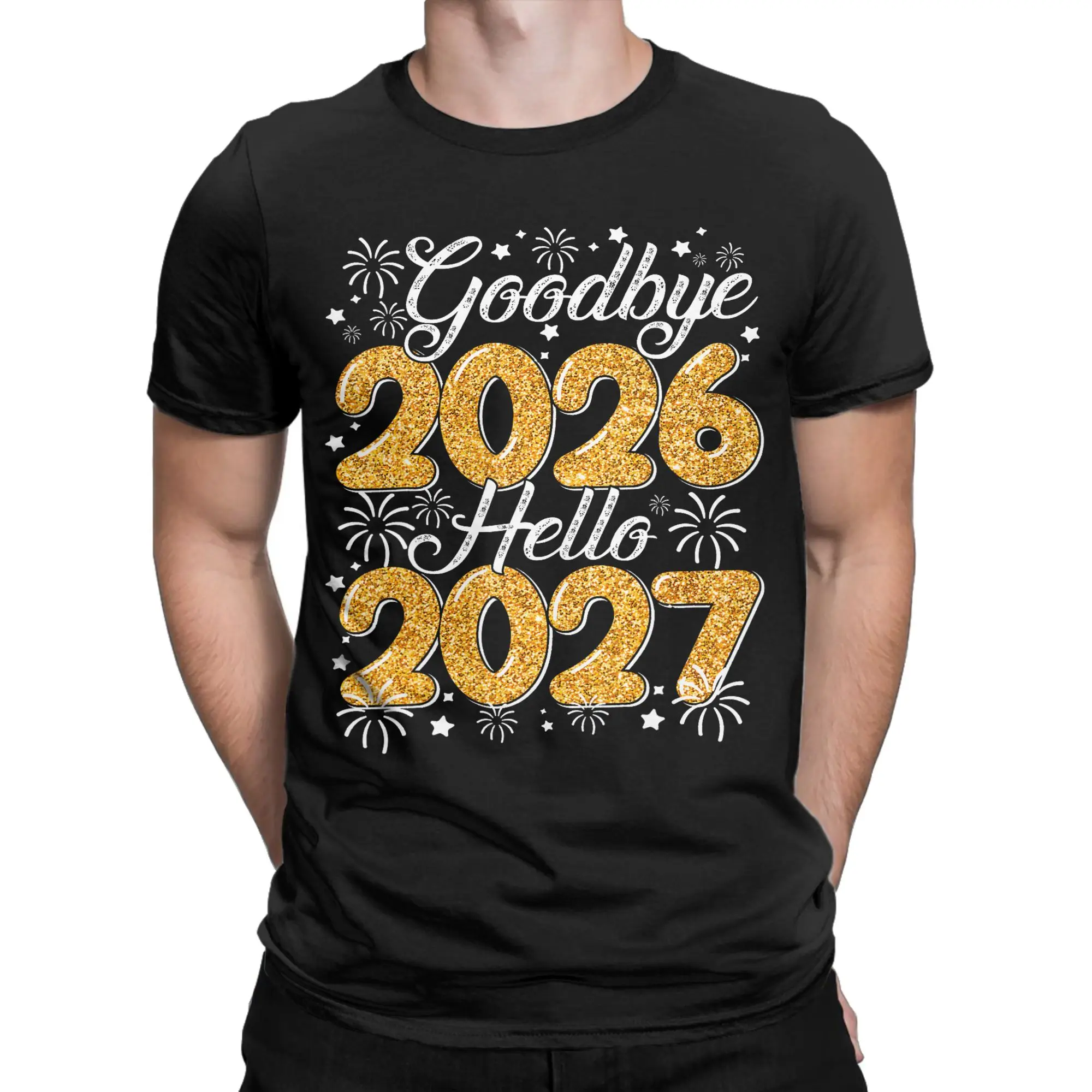 Man T-Shirt Goodbye 2026 Hello 2027 T-Shirts Hip Hop  Summer Tees Y2K Basic Casual 100 Cotton Clothing Gift Idea