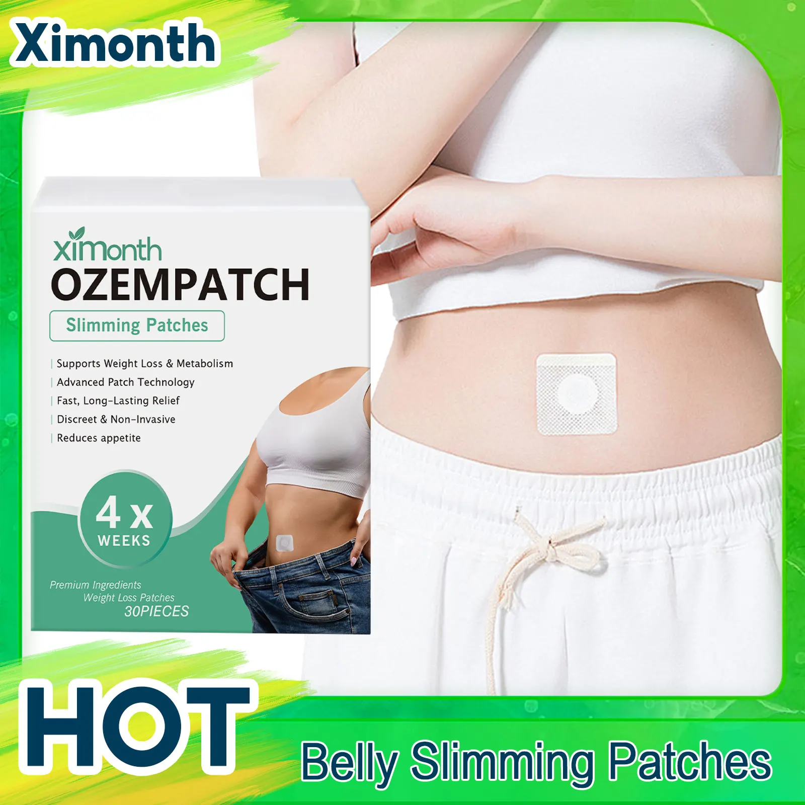 

Belly Slimming Patches Abdomen Waist Thigh Fat Burning Body Weight Lose Detox Reduce Appetite Dampness Evil Removal Skin Firming