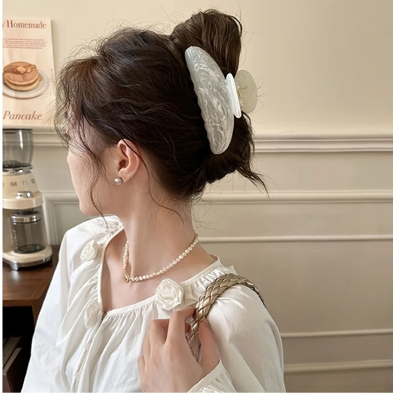 Elegante Haarnadel mit Marmormuster für Damen - 4 große Haaraccessoires, geeignet für den Alltag und Partys – Detail 4