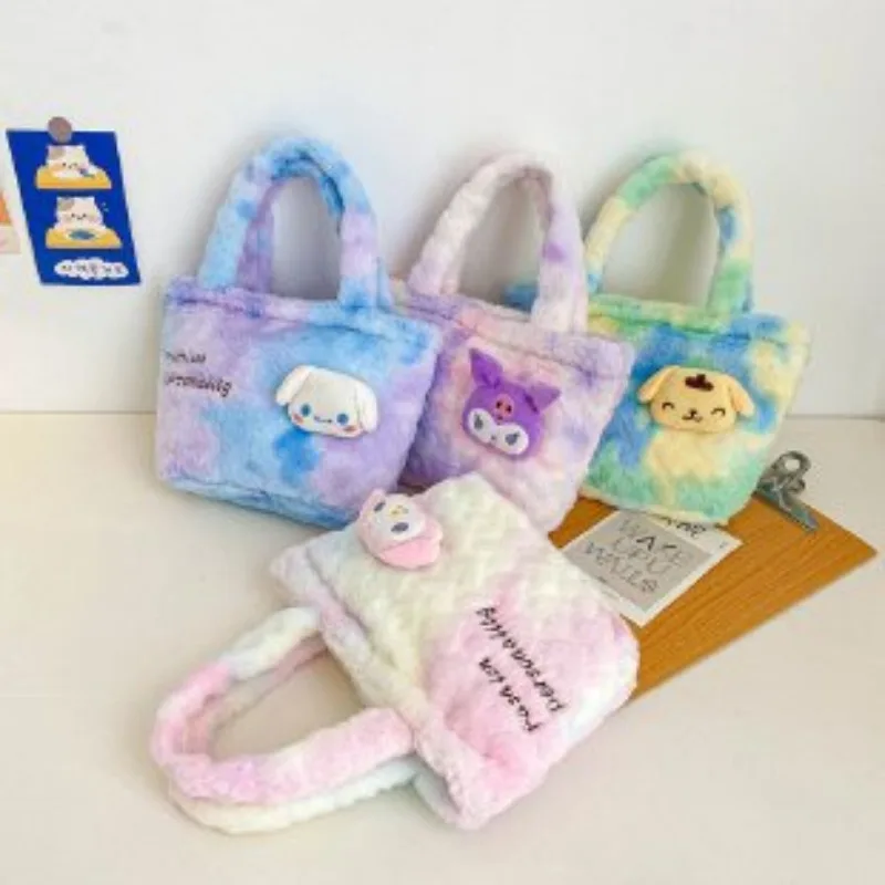 

Sanrio Plush Kuromi Melody Tote Bag Designer Luxury Cute Cartoon Handbag for Women Girls Fashion Ins Style Doll Purse