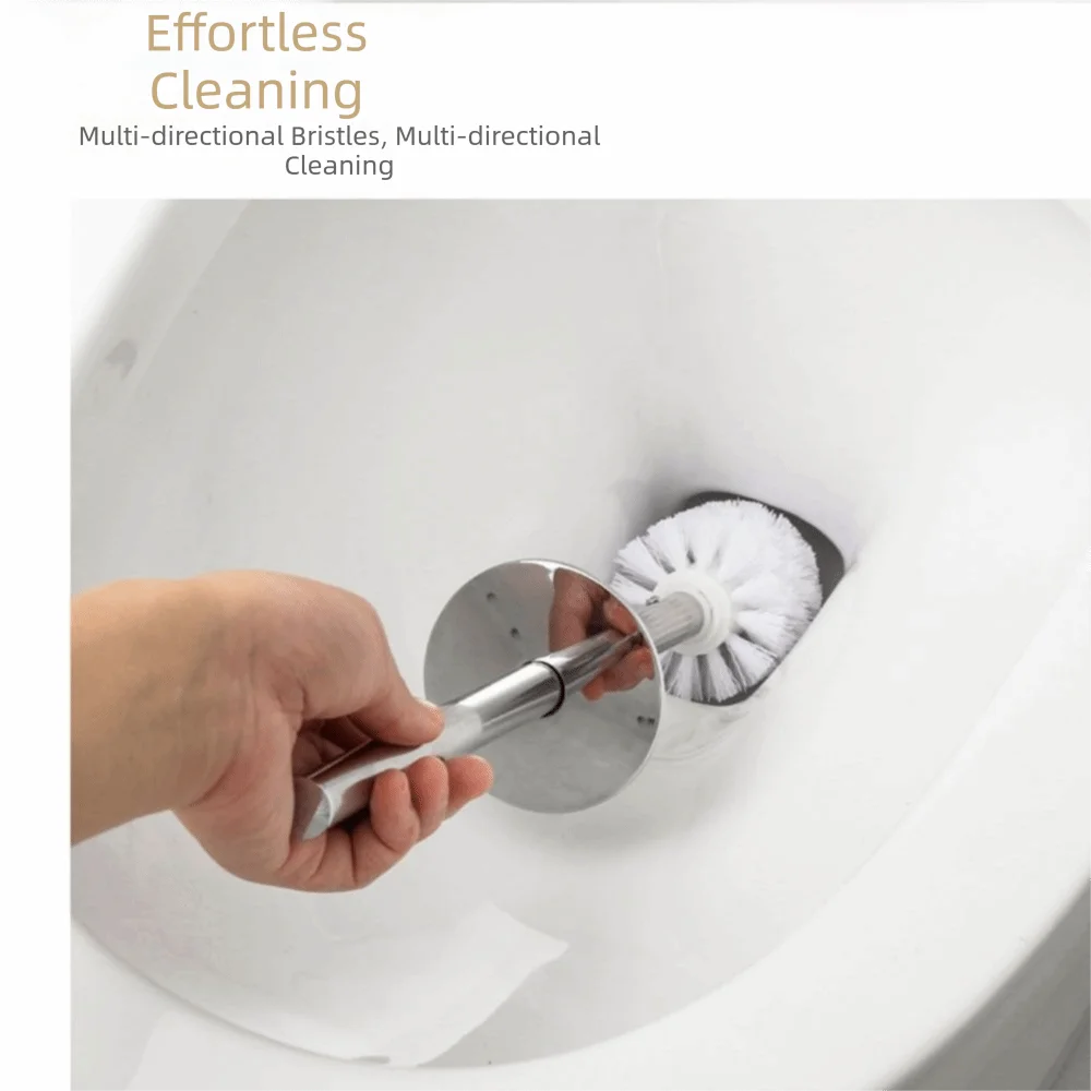 

Stainless Steel Toilet Bowl Brush and Holder Splash Protection Deep Cleaning Toilet Brush Set Dense Bristles Replaceable Head
