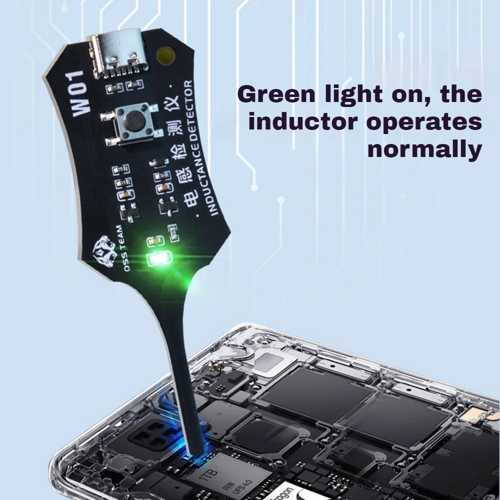 W01 Type-C Inductance Tester Motherboard Coil Tester for Mobile Phone Component Fault Detection and Diagnosis Repair Tool