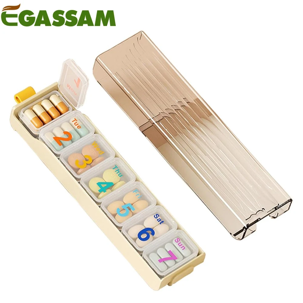 

7 Day Weekly Pill Organizer, Travel Pill Case,Large Capacity Daily Cute Pill Box for Supplements, Pills, Vitamins and Medication