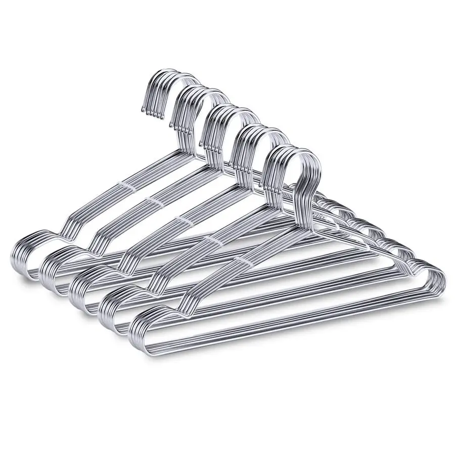 

Hangers, Clothes Hangers 50 Pack Heavy Duty Stainless Steel Metal Pants Hangers 16.5inch