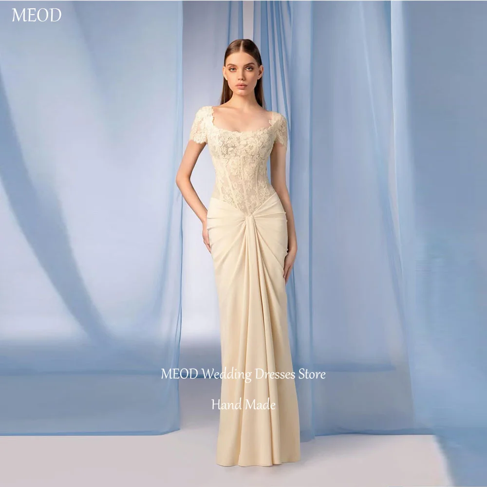

MEOD Elegant Women's Evening Dresses Lace Square Collar Mermaid Prom Gown Floor Length Vintage Wedding Party Attire Customized