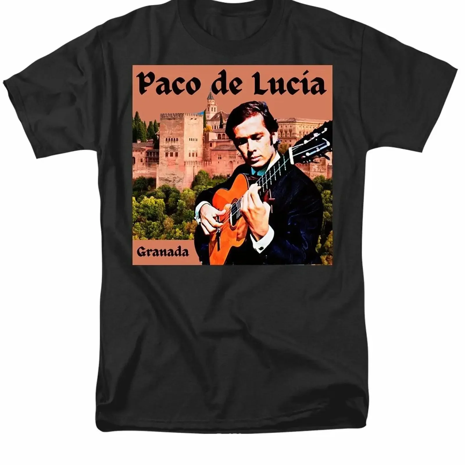 NUEVA Camiseta de Alta Calidad Paco de Lucía La Guitarra Flamenca Talla Adulto S 4XL Vintage Lavada Estilo Urbano Unisex Elástica
