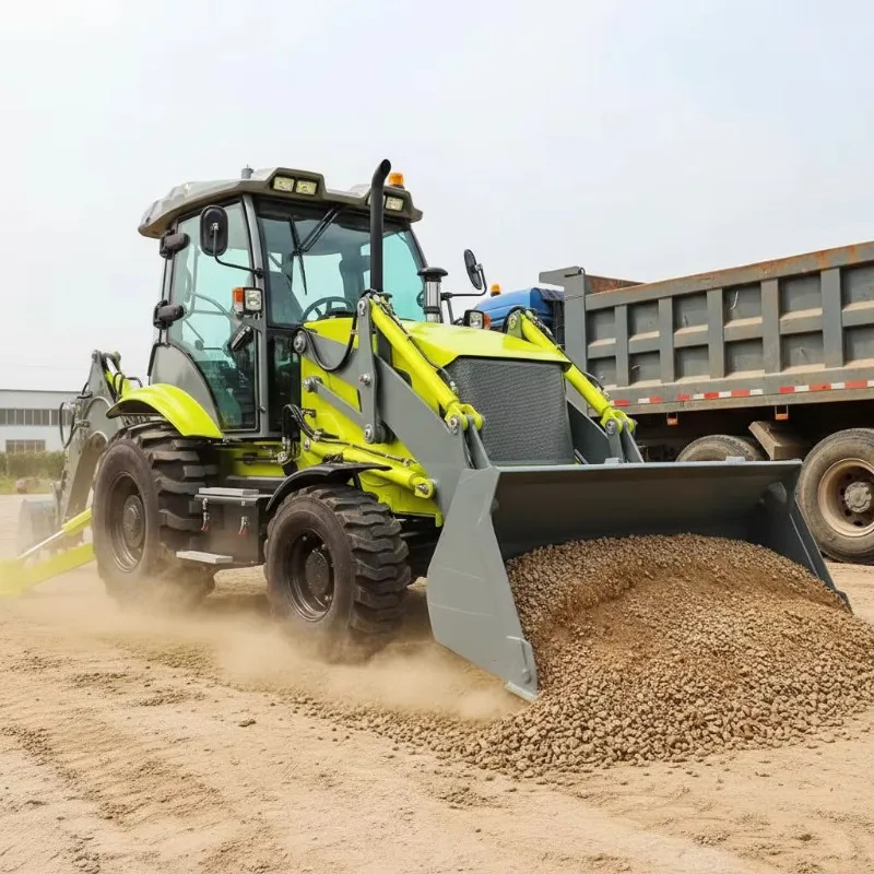 Compact Backhoe Loader with Attachment Digger Loader 4x4 for Road Construction Landscaping Work Use Site Project