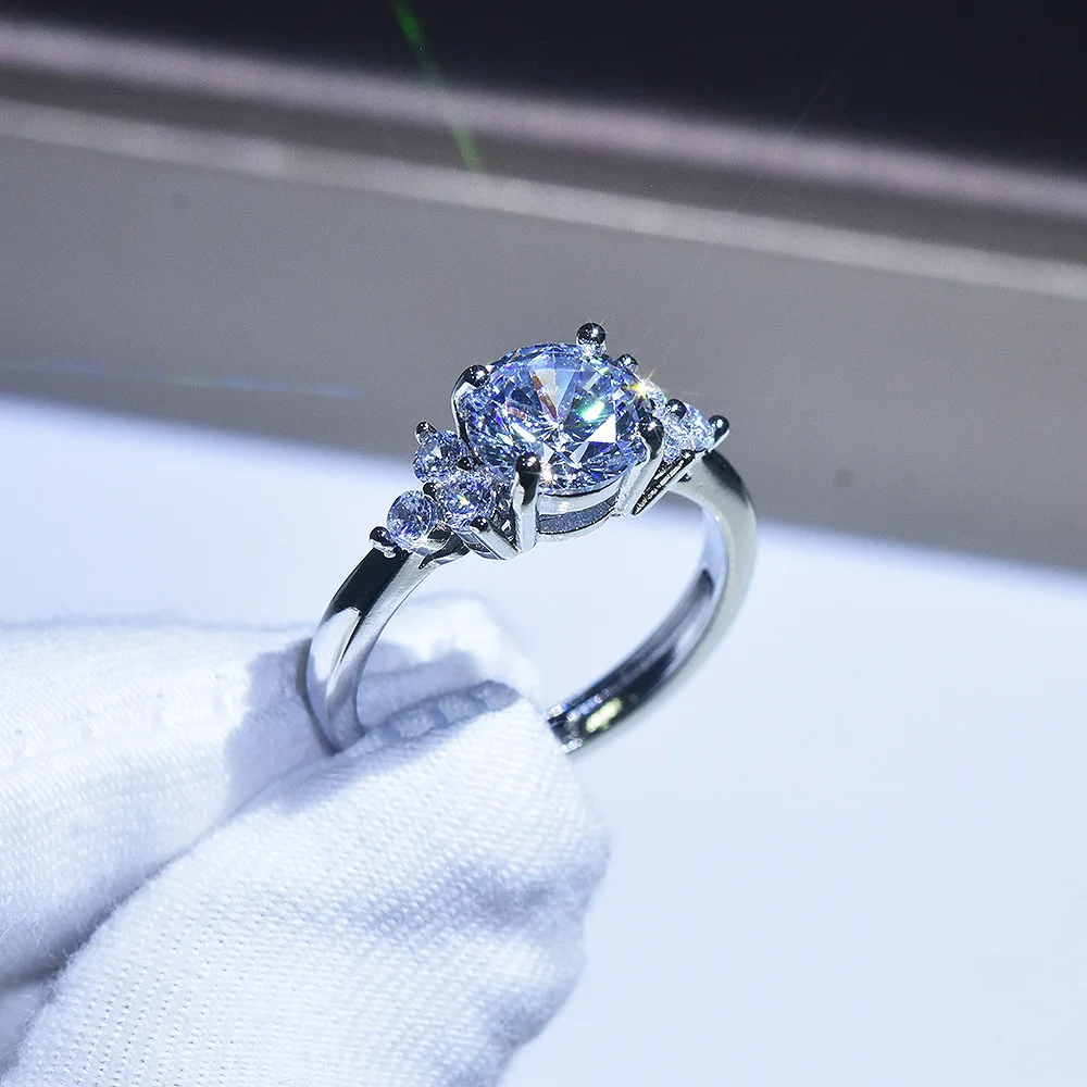 S925 sterling silver ring, eight hearts and eight arrows, cubic zirconia, moissanite, diamond, 2 carats.