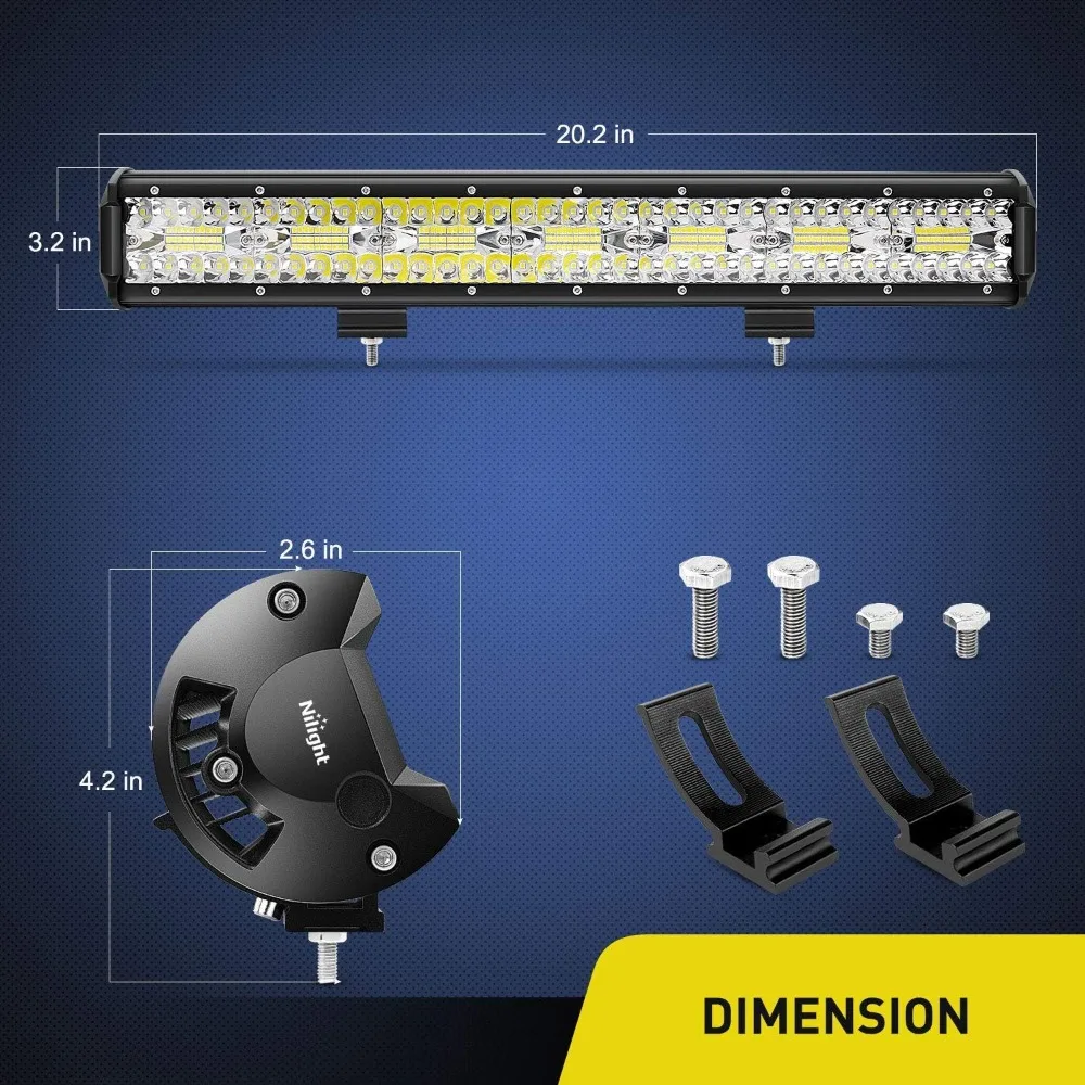 Nilight 20'Combo LED Light Bar Set Driving Lamps 3 Row Flood Spot Combo LED Light Bar with Heavy Duty Off-Road Wiring Harness