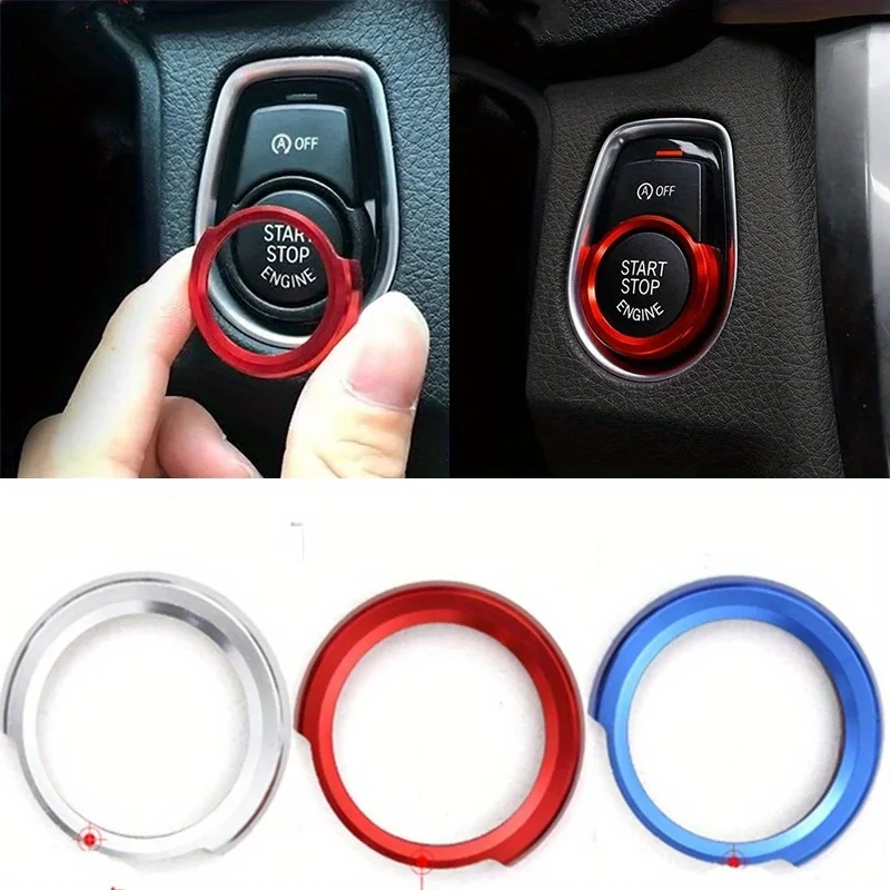 1Pc For BMW 1 2 3 4 Series X1 F48 F20 F21 F30 F32 F33 F34 F36 F45 F46 Car Engine Start Button Stickers Ignition Key Ring Trim Co