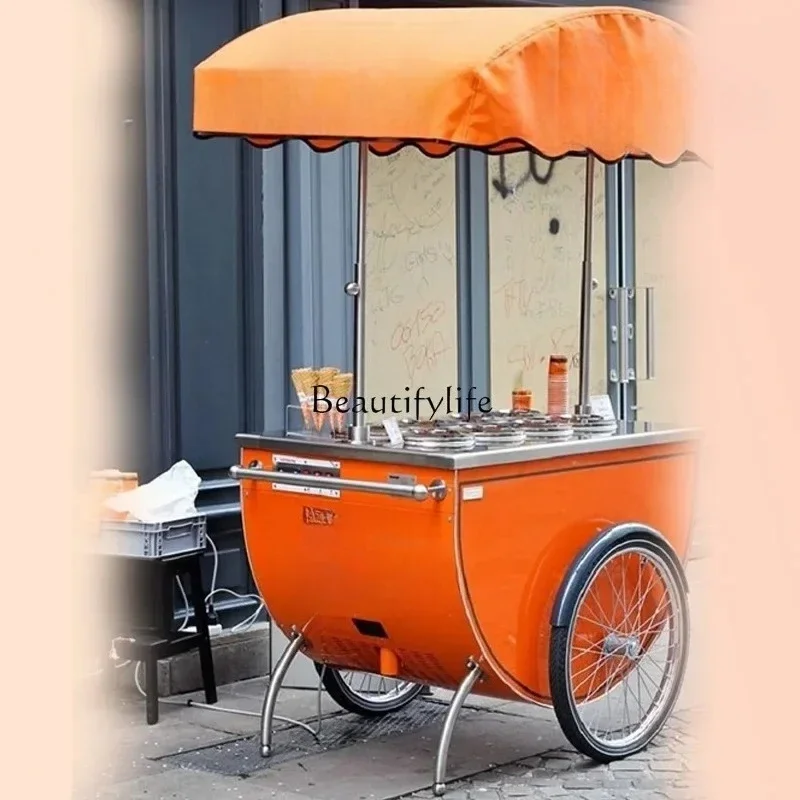 

yj9 Europe Gelato Cart Display Freezer Showcase Cold Drinks Beverage Ice Cream Push Cart with