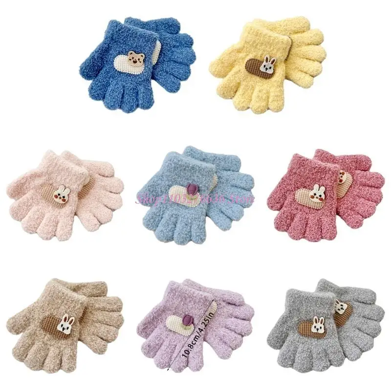 R6FD 1 Paar Winterhandschuhe für Kinder, Cartoon-Stil, für Kinder, Kindergarten, Fünf-Finger-Fäustlinge, bequem für Wärme und – Detail 6