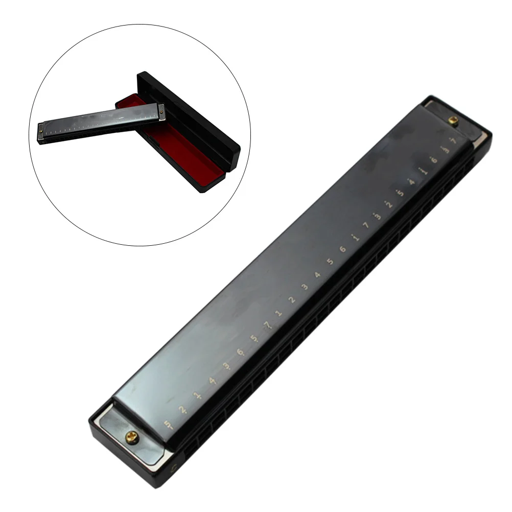 

24 Holes Hole Diatonic Harmonica Black Perfect Tone and Timbre Beginner Kids Gift Blues Folk Pop Music Instrument