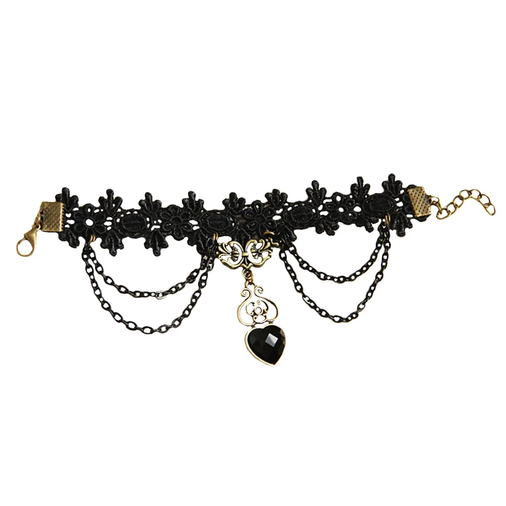 

Retro Lace Bracelet Women Fashion Grace H Decor Black Integrated Chain Vintage Jewelry Gift Idea Party Accessories