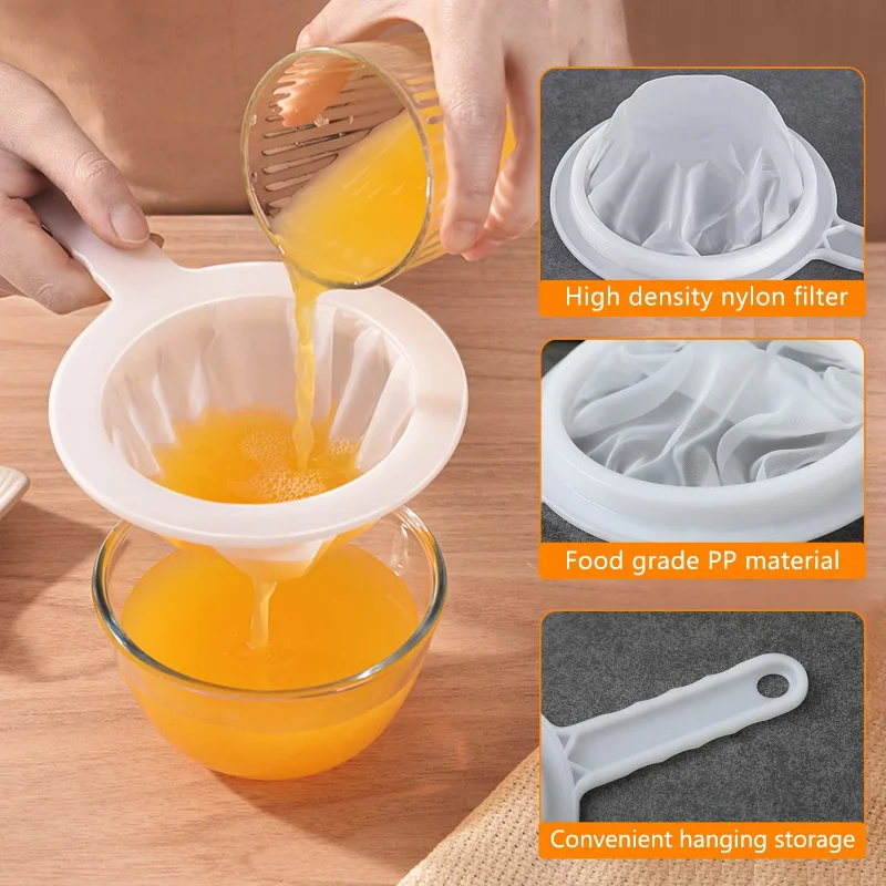 400Mesh Reusable Nylon Filter Mesh Strainer Spoon Ultra Fine Colander Mesh Sieve Strainer for Honey Juice Soy Milk Coffee Filter