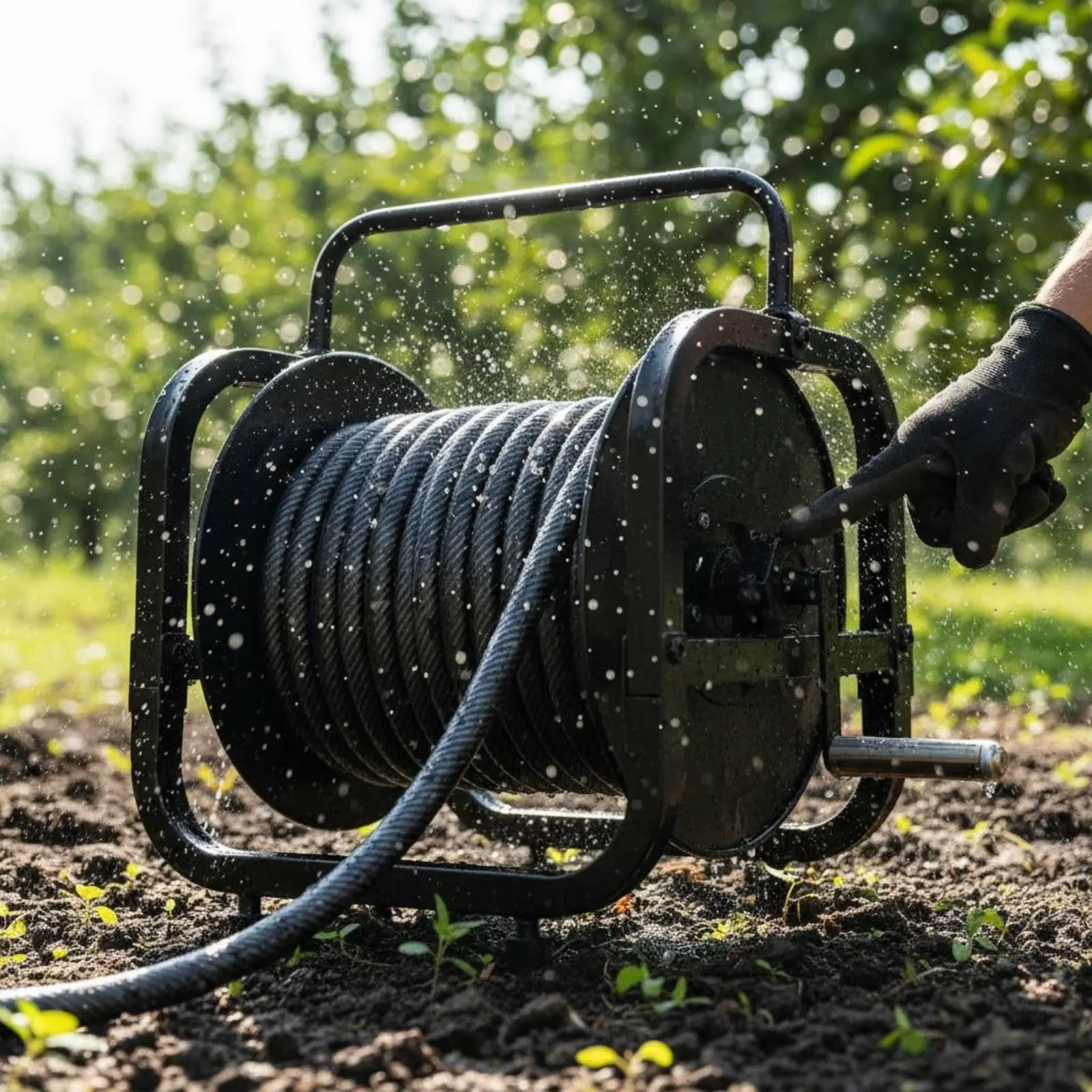 

Sprayer Hose Reel Heavy Duty Electric Hose Reel Farm Equipment Long-Lasting Leak Proof Fittings for Farmers