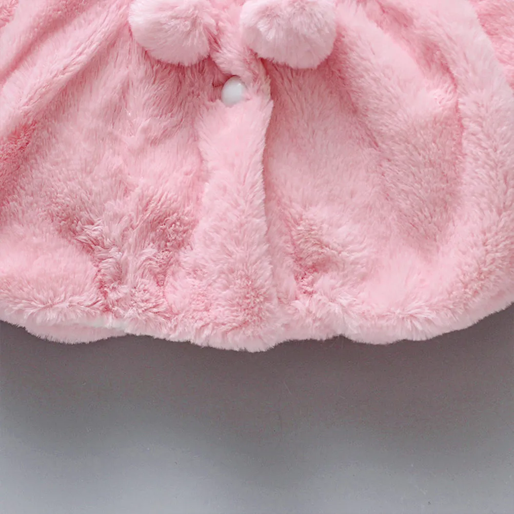 

Baby Winter Warm Cape for Boys Girls Soft Thick Cozy Outerwear Suitable for 90-100Cm Height Party Birthday Daily Wear Pink