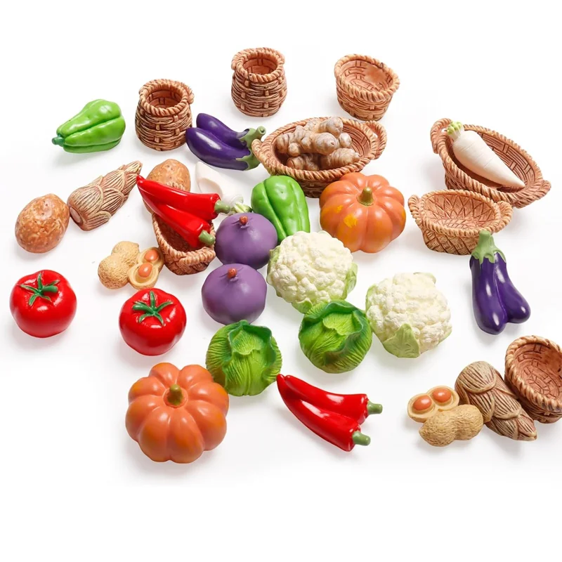 10/20 Pcs Random Mixed Miniature Food Mini Vegetables Baskets Figurines, Micro Landscape DIY Craft Project Home Decoration