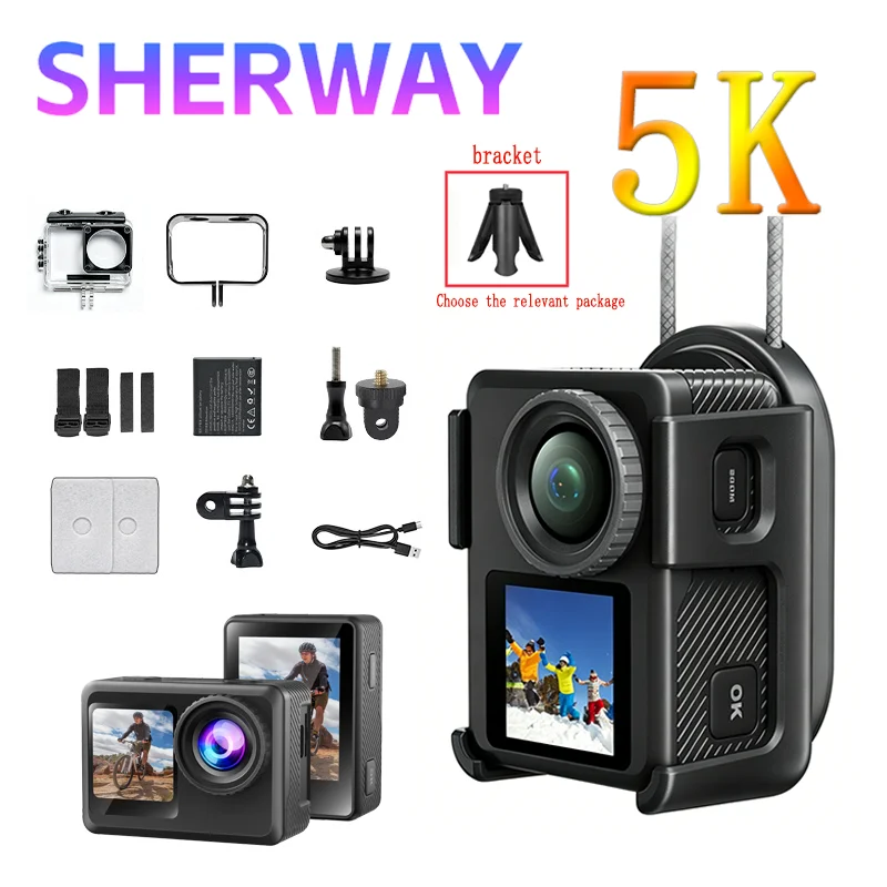 

5K Action Camera Magnetic Lanyard Sport Cam Touchscreen Selfie Pocket Camera 6-axis EIS Waterproof Video Recorder Cycling Vlog