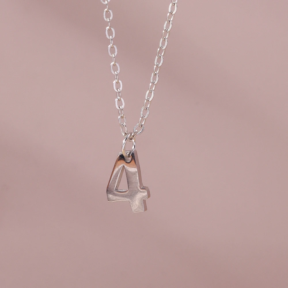 Aihua Mode Glück Initial Nummer 0-9 Anhänger Halskette für Frauen Männer Paar Einfache Arabische Ziffern Halskette Persönlichkeit schmuck – Detail 9