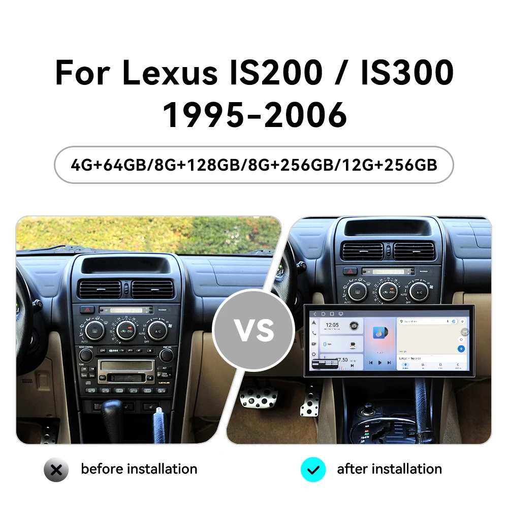 CarPlay 15.8’’Android 15 For Lexus IS200/IS300 1995-2006 Carplay Car gadgets Car GPS Navigation HD Screen Multimedia Player Head