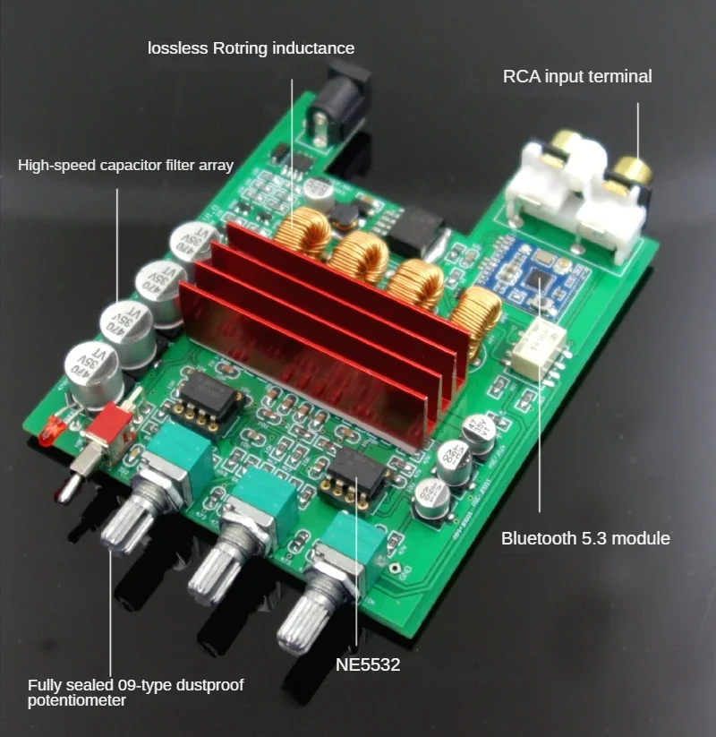 Nvarcher Bluetooth 5.3 TPA3116D2 Digital Power Amplifier Board Stereo100W*2  for 3-10 Inch Speaker Upgraded Version