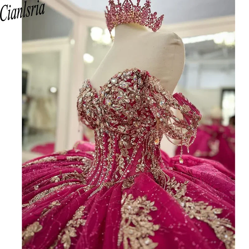 3D Flowers Quinceanera Dresses For Sweet 15 Girls Princess Ball Gown Appliques Graduation Prom Formal Dresses