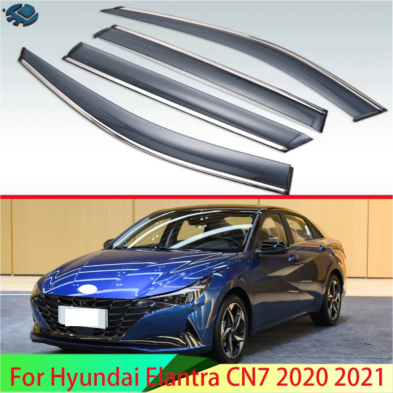 

For Hyundai Elantra CN7 2020 2021 2022 Car Accessories Plastic Exterior Visor Vent Shades Window Sun Rain Guard Deflector 4pcs