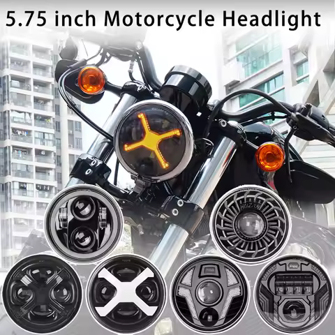 5.75 Inch Motorcycle Led Headlight, 5-3/4 X Style Headlight, Compatible with Harley 883 1200 X48 Scout and More!