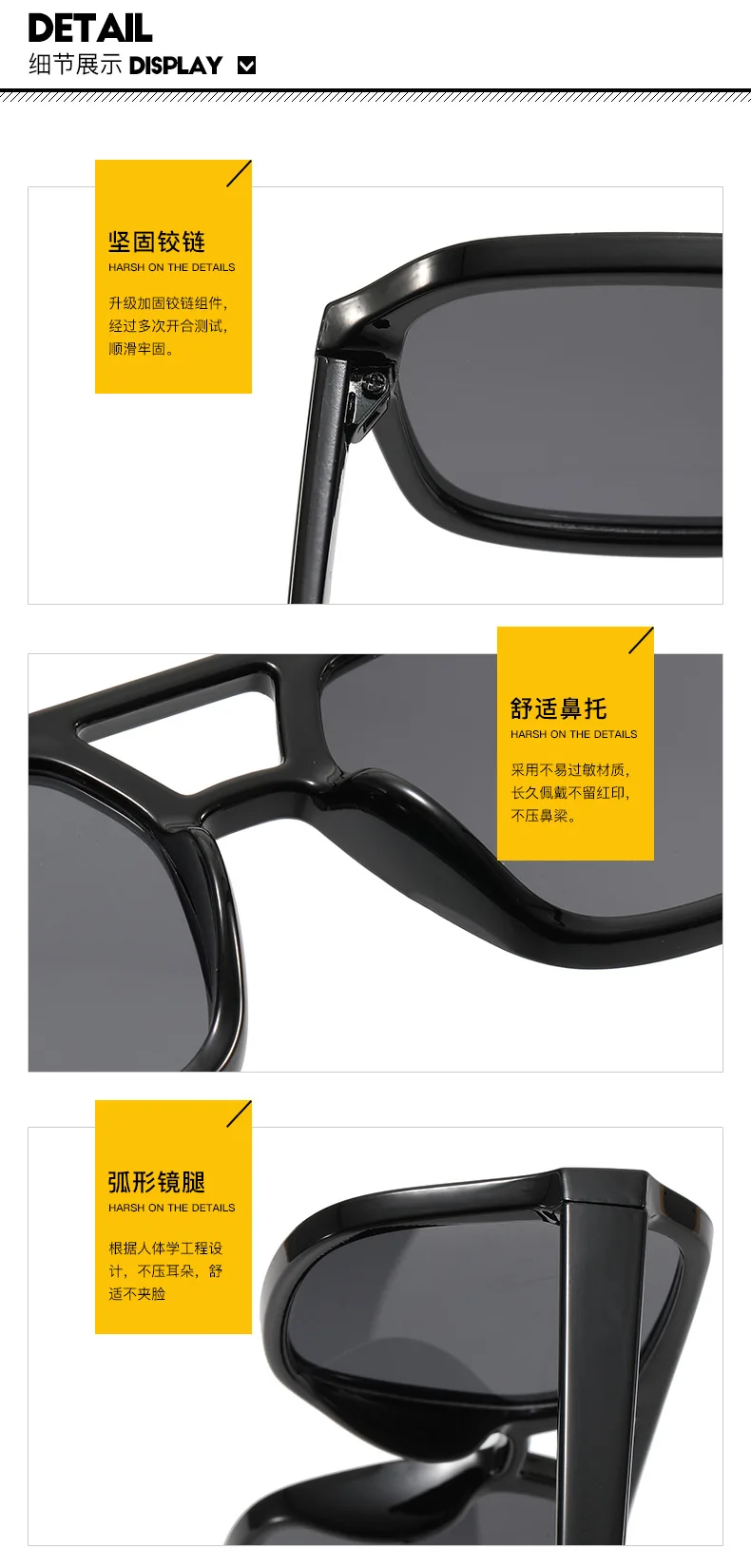 2023 klassische Pilot Sonnenbrille Frauen Vintage Gelbe Linse Modische Sonnenbrille Weibliche Candy Farbe 70er Jahre Gläser Brillen – Detail 8