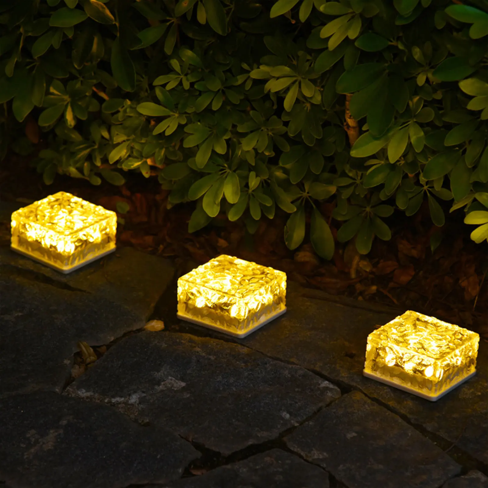 Luz Solar de suelo de 4LED para exteriores, cubo de hielo, luz de jardín, IP65, impermeable, para camino de césped, Patio, paisaje, decoración de