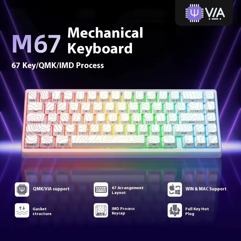 XVX M67 Kid Icarus Wired Mechanical Keyboard Imd Contour Line 2.0 Keyboard Gaming Esports Office Compatible With Windows Macos