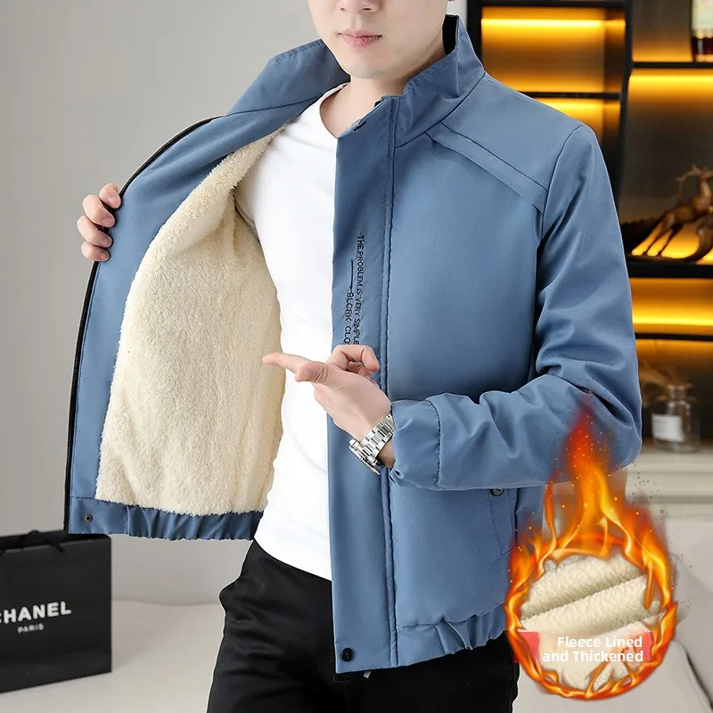 

Мужская зимняя куртка с воротником-стойкой, на флисовой подкладке, свободного кроя, повседневная, утепленная, молодежная, с цветными вставками