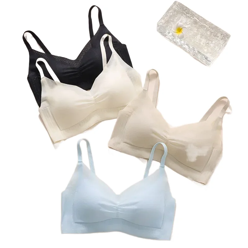 Ultra-Thin Cool Feeling Jelly Soft Support Underwear Breathable KUCLUT sexy Skin-Friendly Seamless Cross-Border Bra