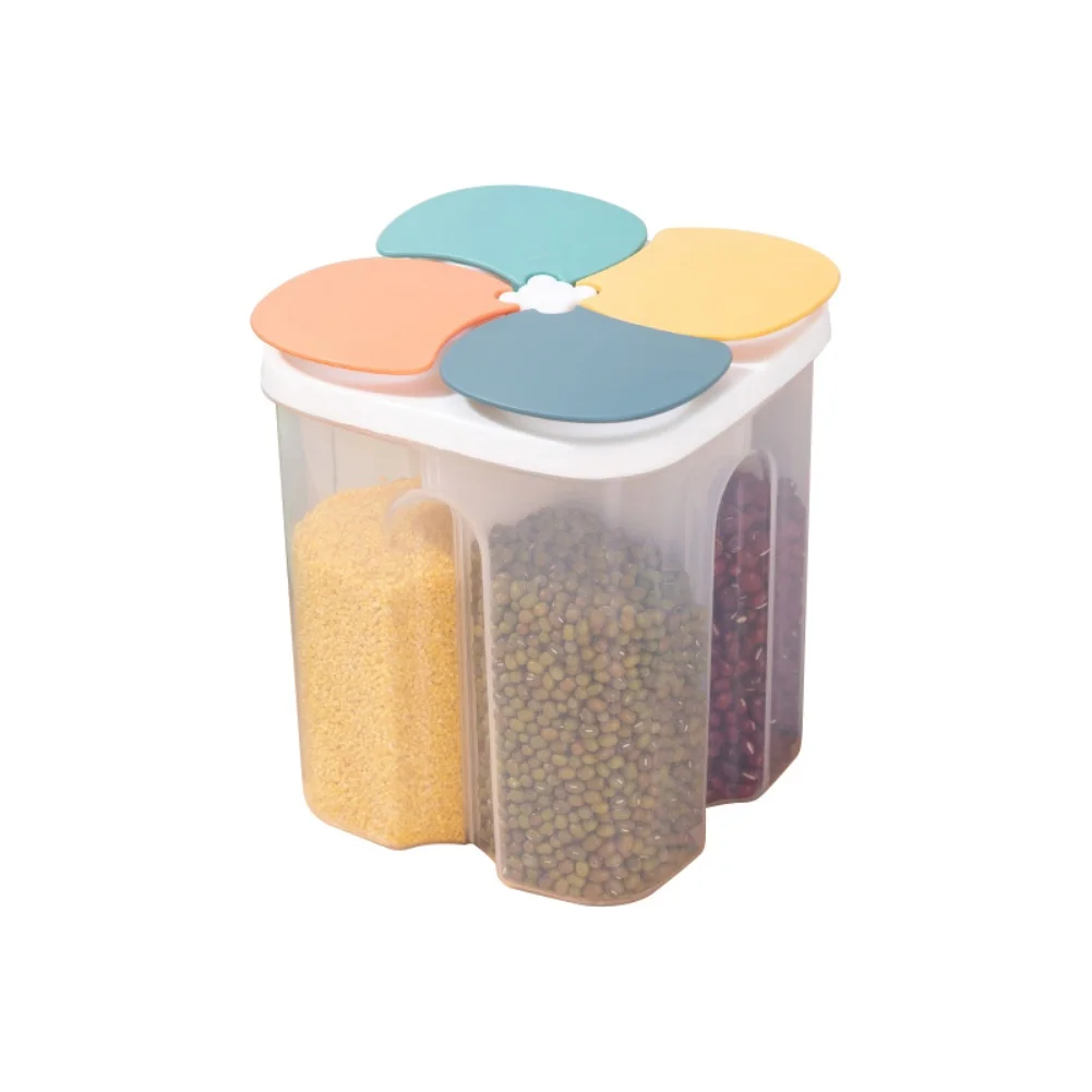 

4 Compartments Sealed Insurance Organizer 1.5/2.3L Kitchen Small Objects Food Plastic Large Capacity Storage Box Cereal Jar