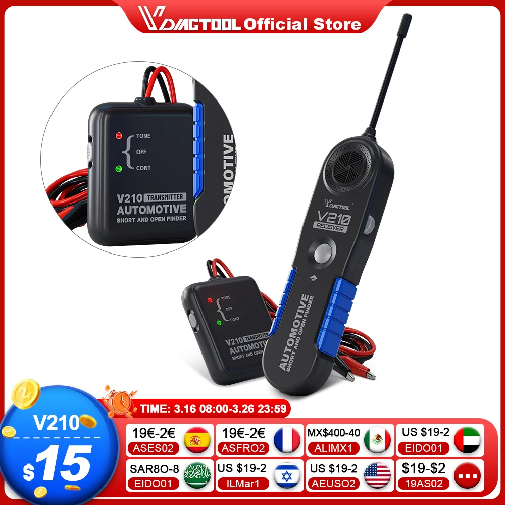 VDIAGTOOL V210 Automotive Circuit Tester Car Repair Cable Circuit Wire Tracker Tracers Analyzer 6-42V Short Open Finder Checker