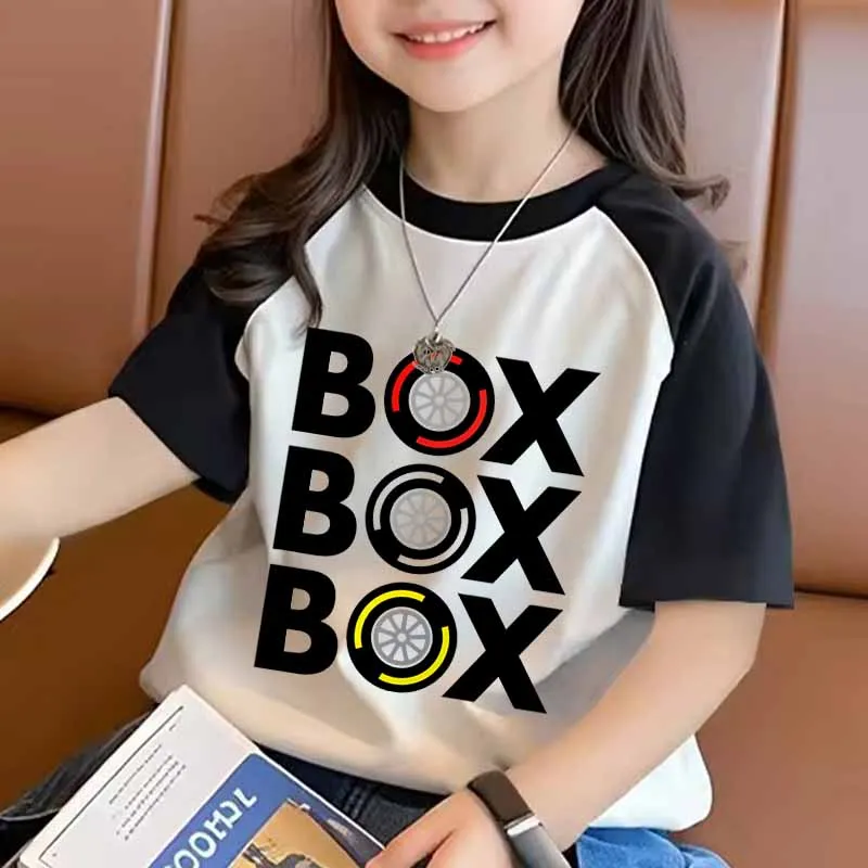 

Хлопковая футболка с графикой BOX BOX Harajuku, топы с короткими рукавами для мальчиков и девочек, удобные хлопковые футболки высокого качества