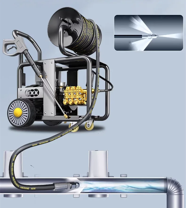Water Flow Sewer Jetter Machine for Farms Car Wash Shop Restaurant Sewer Plunger