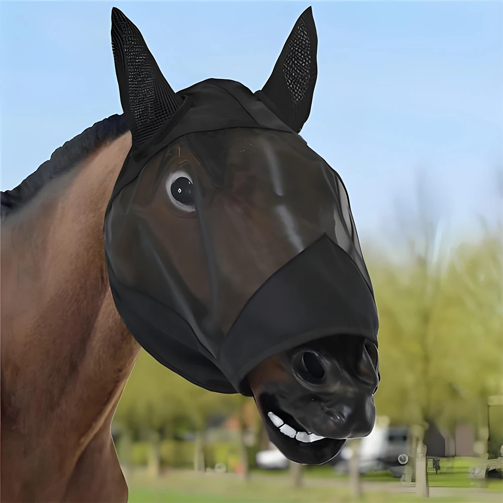 

Mesh Fly Mask Hood Breathable Horse Face Mask Ear Protection Meshed Horse Ear Cover Anti-Worms Horse Riding Equestrian Equipment