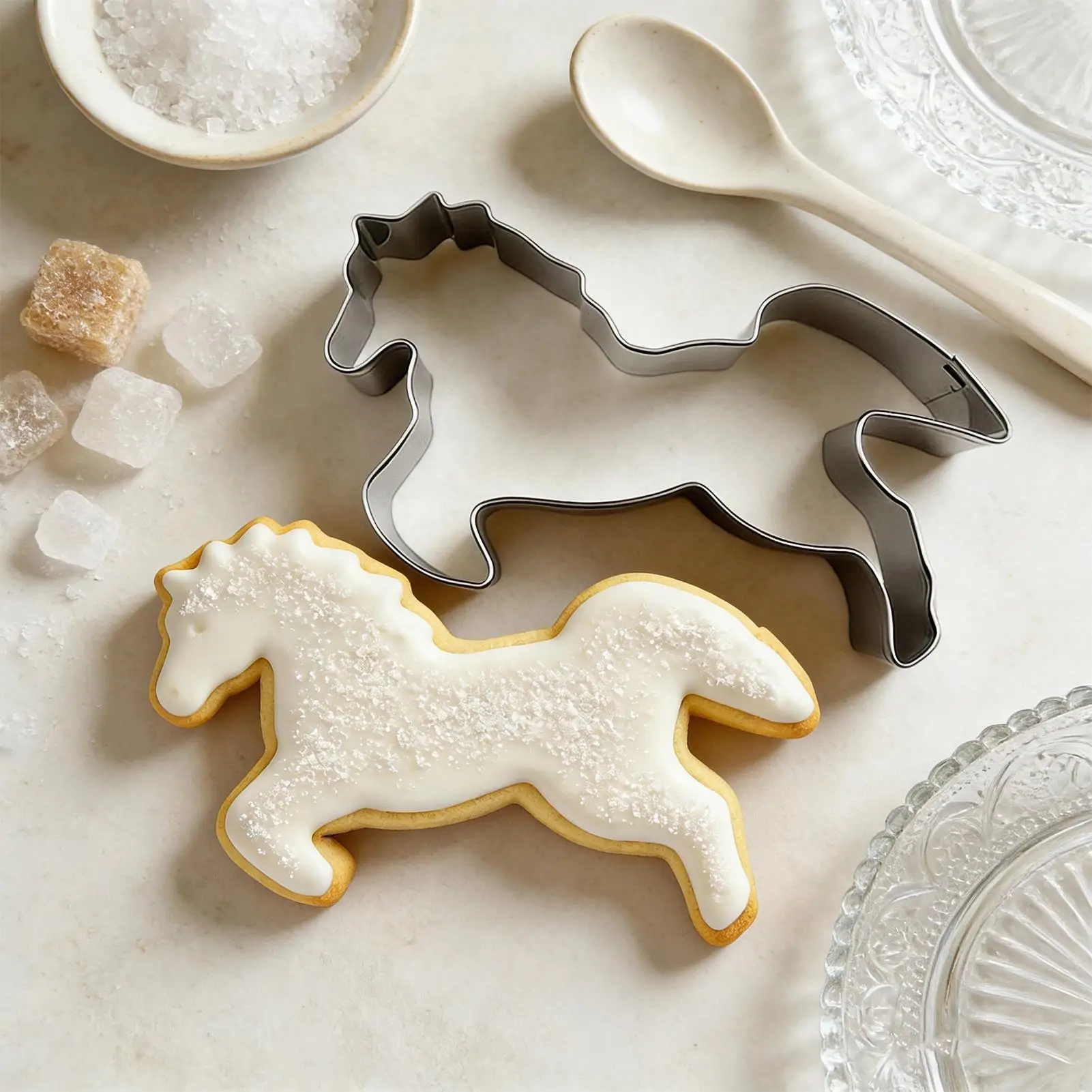 Horse Cookie Cutter Stainless Steel Horse Cookie Cutter Mould Rocking Horse Shapes Biscuits Cutter Fondant Pastry Baking Tools