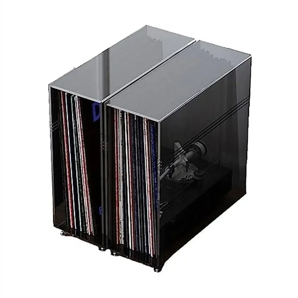 Vinyl Record Holder Rack Storage Box Stainless Steel Feet Large Capacity Acrylic Organizer Display Cube Unique Gift Idea Shelf