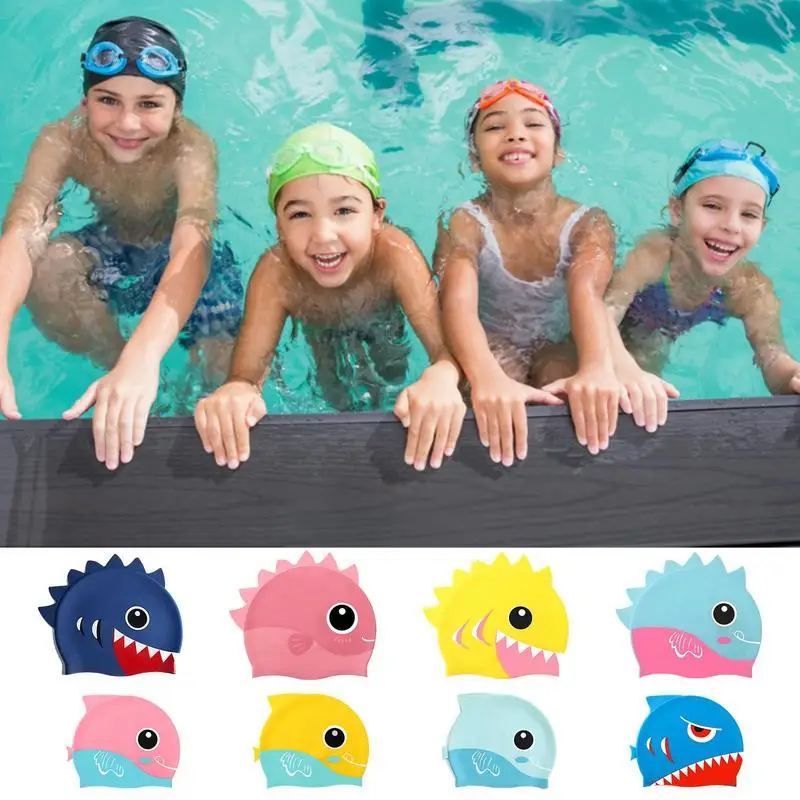 Silicone Fish-shape Stretchable And Comfortable Nonslip For Kids Keeps Hair Dry Swimming Accessories