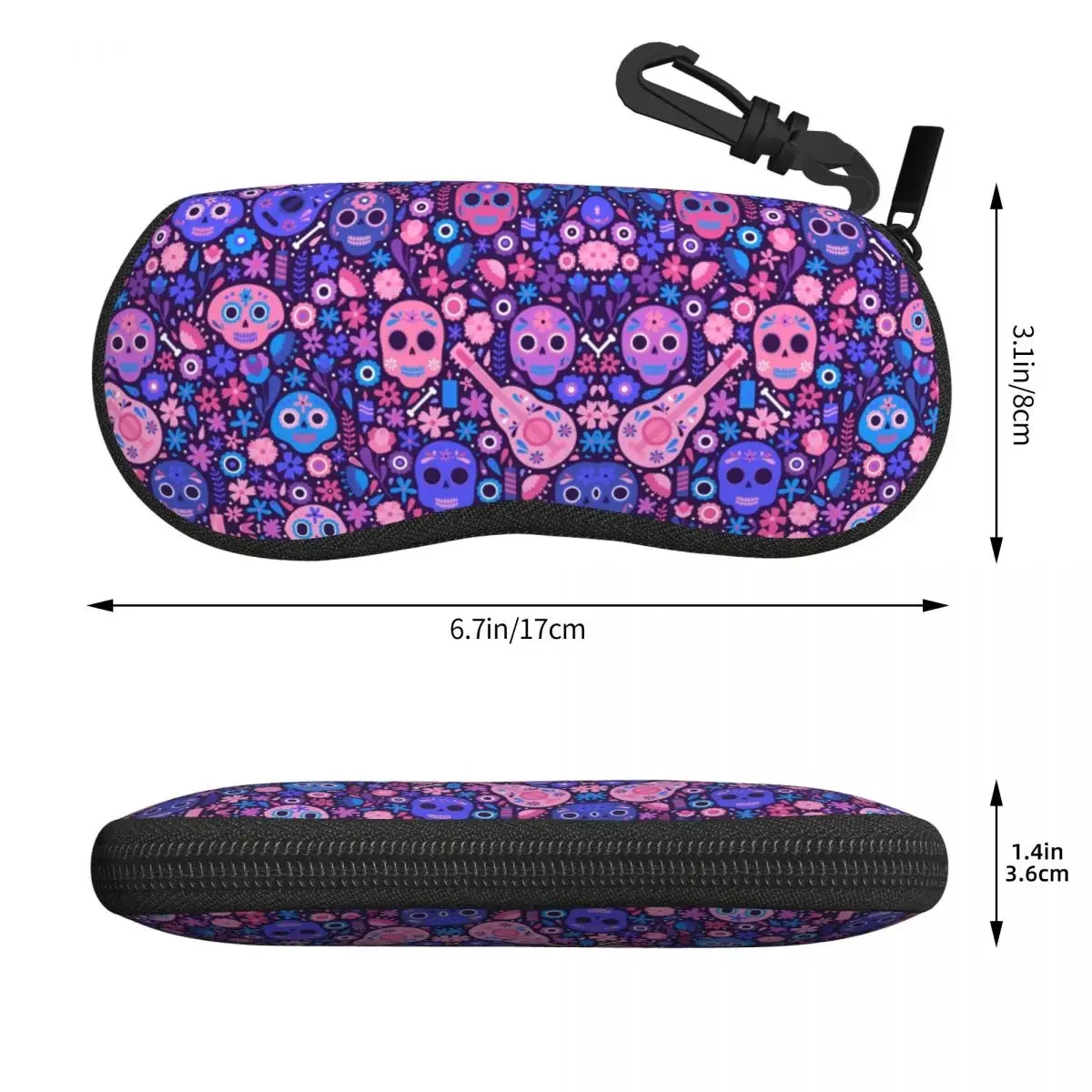 Custom Day Of The Dead Shell Eyeglasses Protector Cases Cute Sunglass Case Mexican Sugar Skull Glasses Pouch