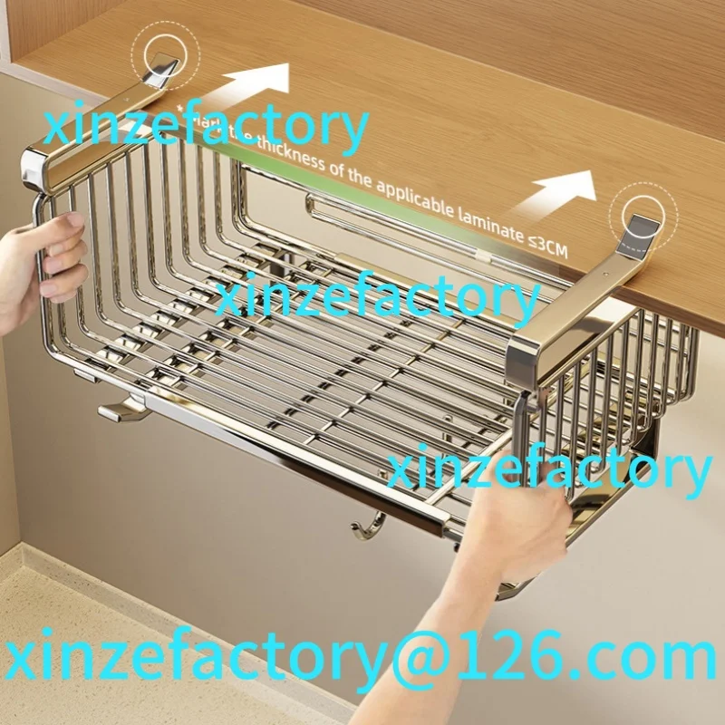

Customizable Kitchen Stainless Steel Retractable Hanging Basket Storage Organization Accessories