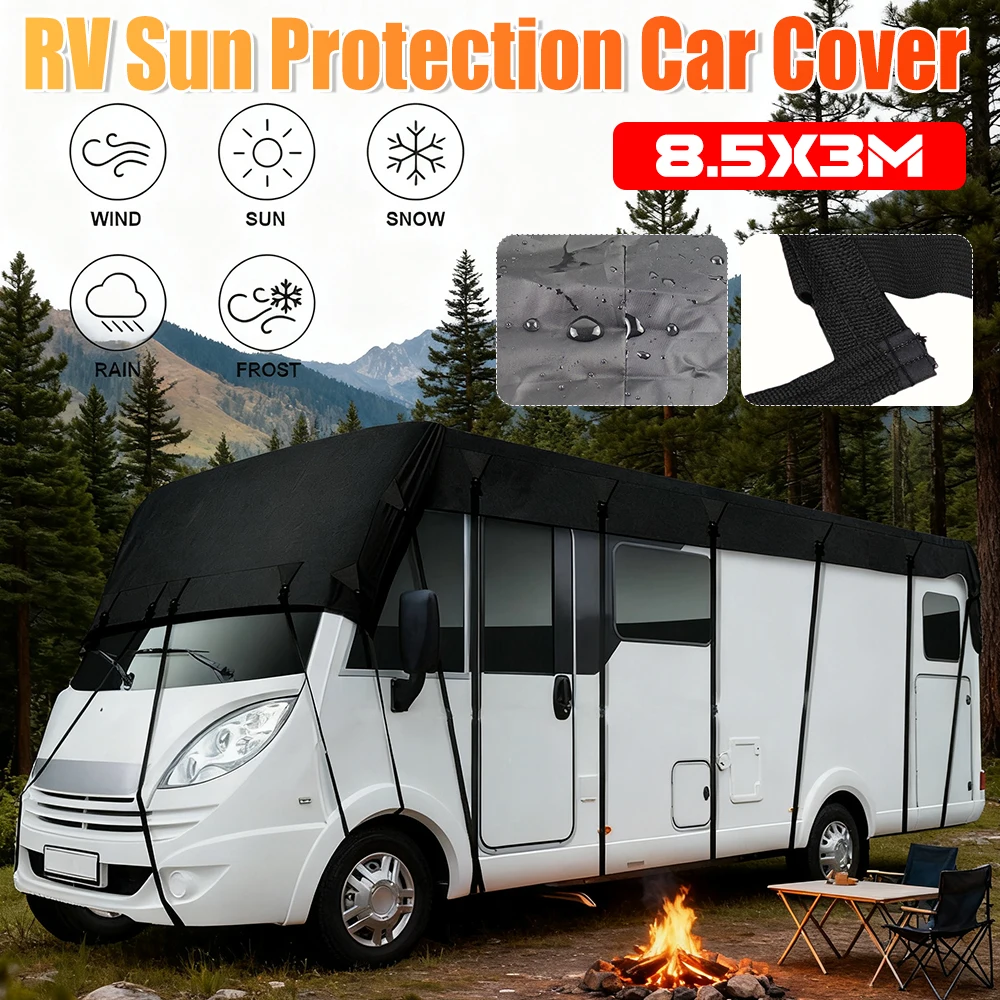 

8.5x3m RV Sun Protection Car Cover Foldable Motorhome Roof Cover Waterproof Caravan Rooftop Tarpaulin For RV Travel Car Supplies