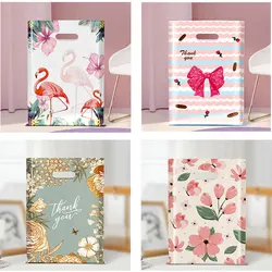 30pcs Thank You Gift Bag with Handles Plastic Floral Design Thank You Tote Bags birthday party packing Bags Wedding Favors Bag